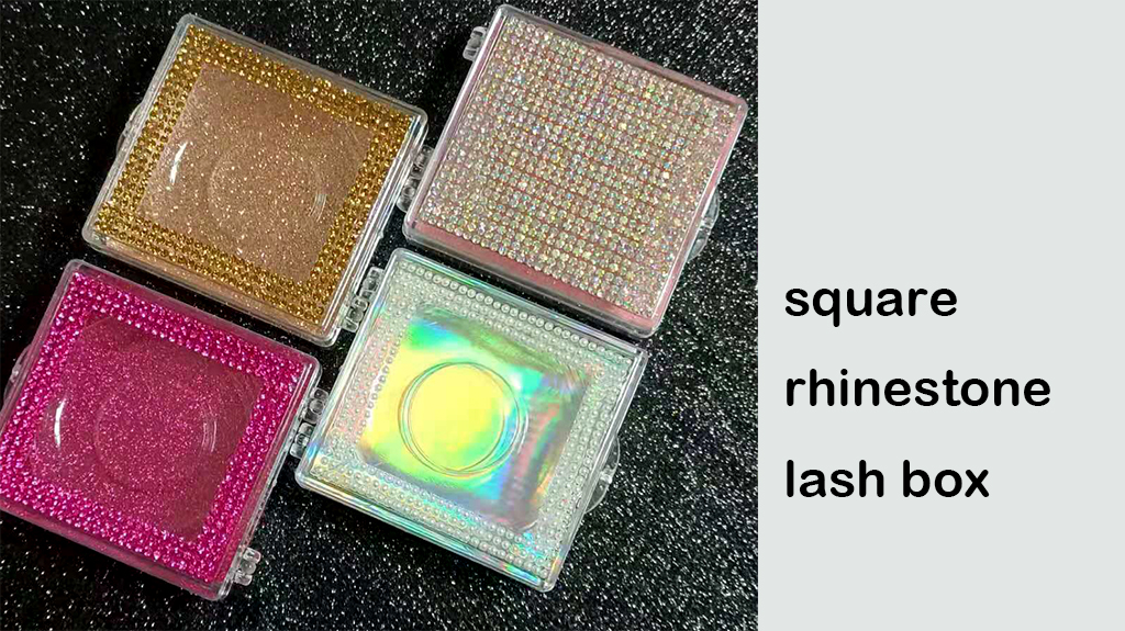 square rhinestone lash box