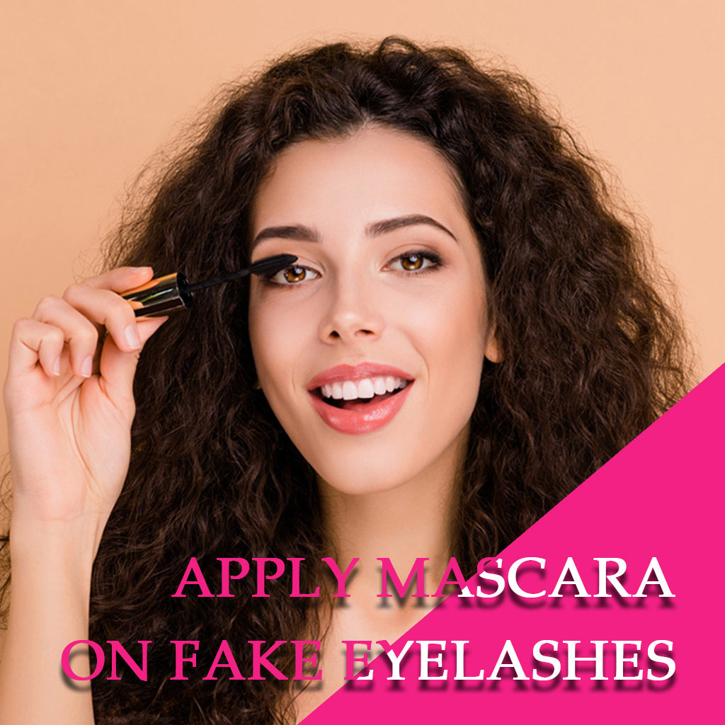 apply mascara on fake eyelashes