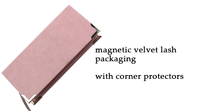 pink magnetic velvet packaging with corner protectors