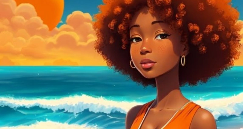 beautiful African girl cartoon
