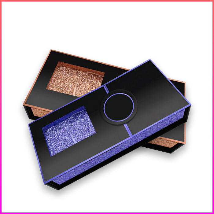 flip open magnetic eyelash packaging with glitter