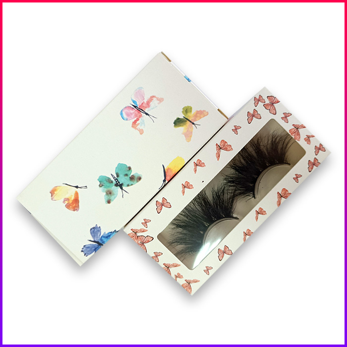 paper eyelash packaging box with butterfly design patterns