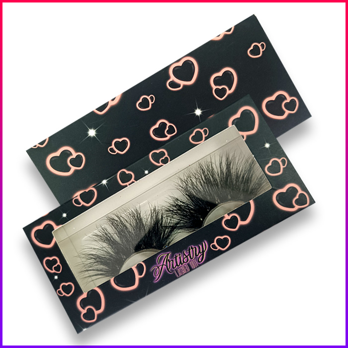 paper lash packaging with bubble heart patterns