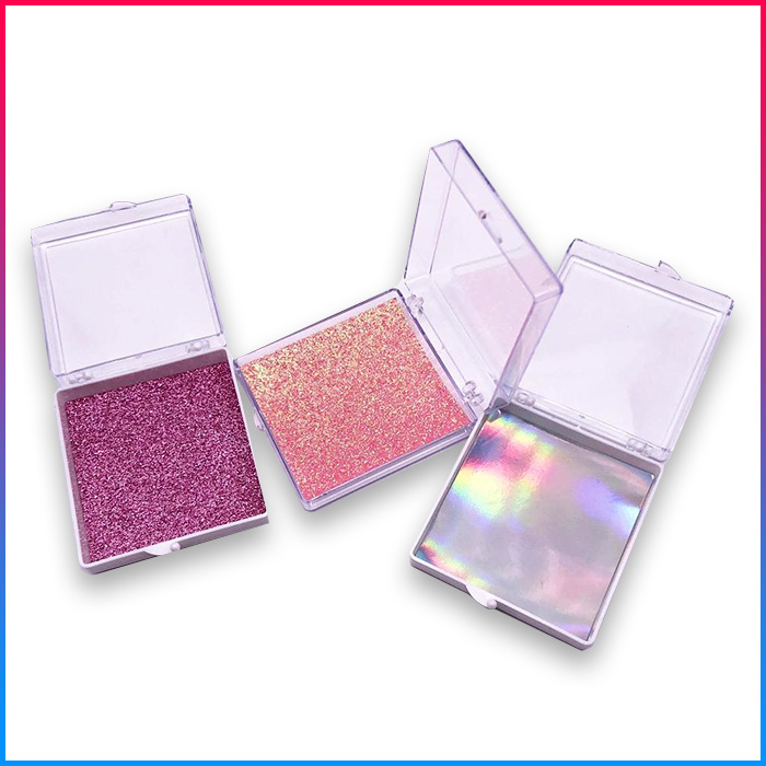 plastic square lash packaging case with glitter background cardpaper