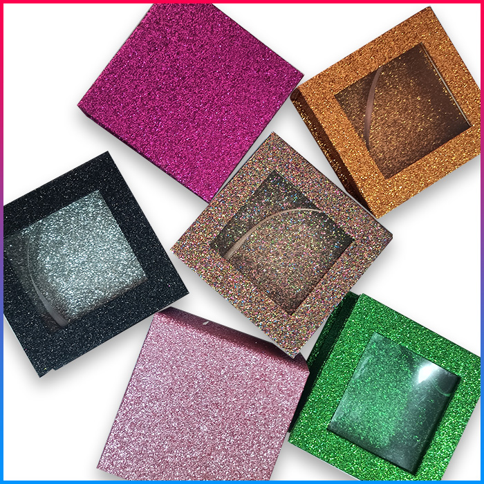 square glitter magnetic eyelash packaging