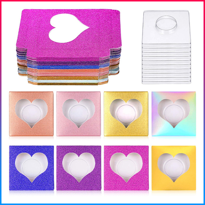 Square Paper Lash Case With Heart-Shaped Window