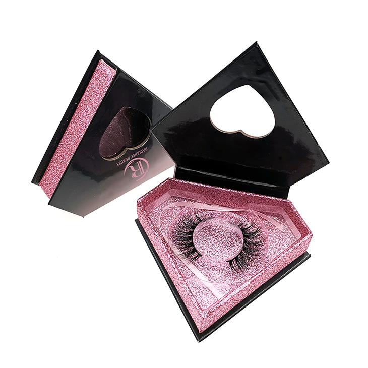 black diamond eyelash packaging with heart cutout window