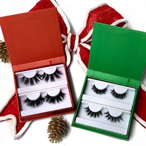 christmas magnetic eyelash packaging for 2 pairs