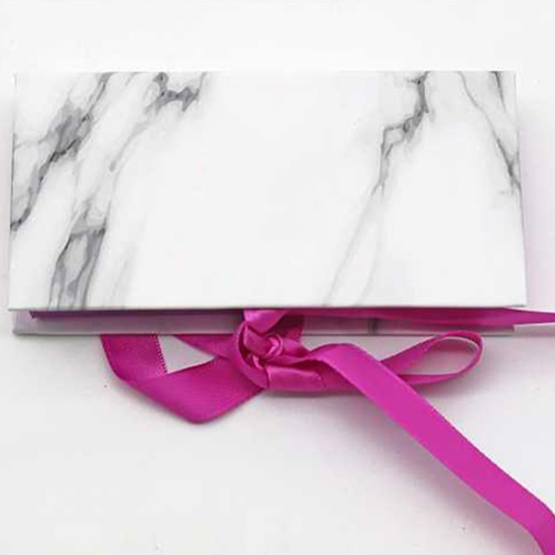 marble magnetic eyelash packaging with ribbon