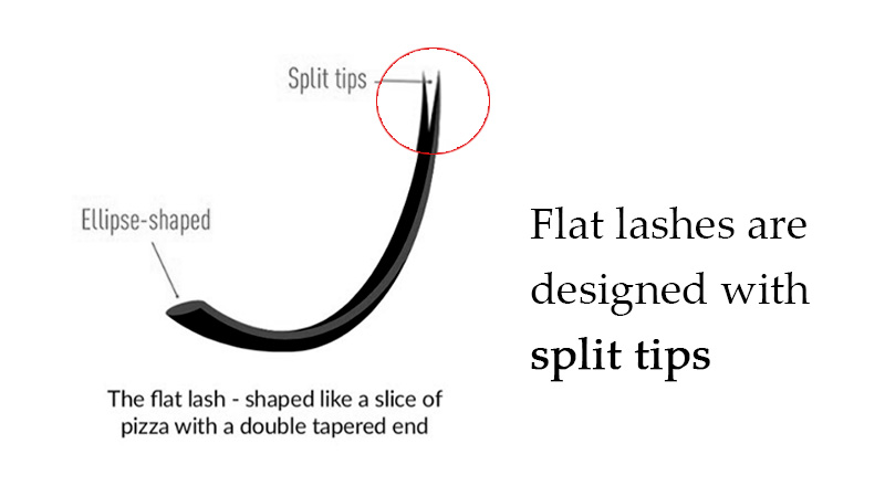 flat lashes with split tips