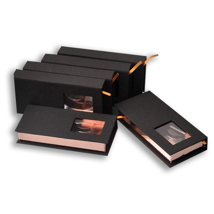 black magnetic eyelash packaging with cutout window