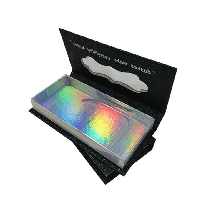 holographic rectangular magnetic lash packaging with custom color