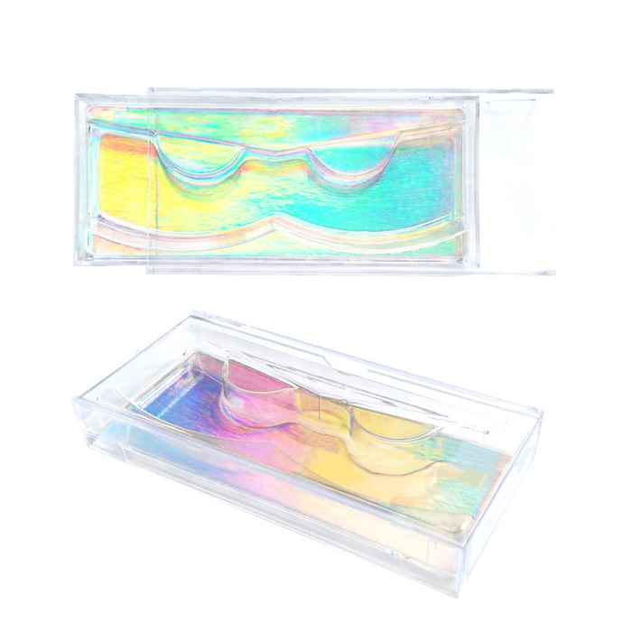 holographic slide acrylic lash case
