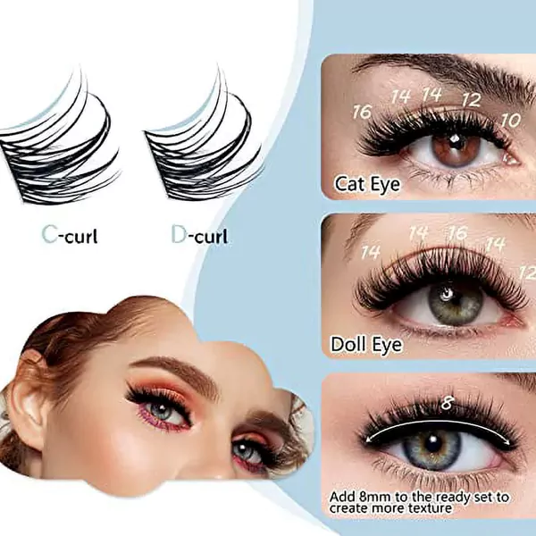 C and D curl Cluster Lashes