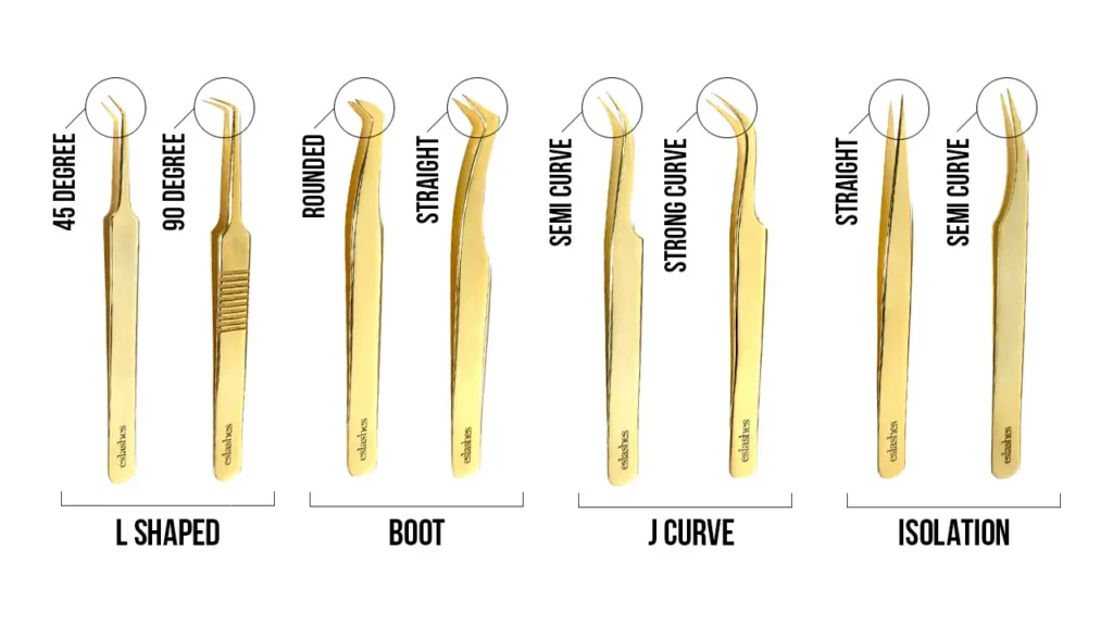 types of lash tweezers