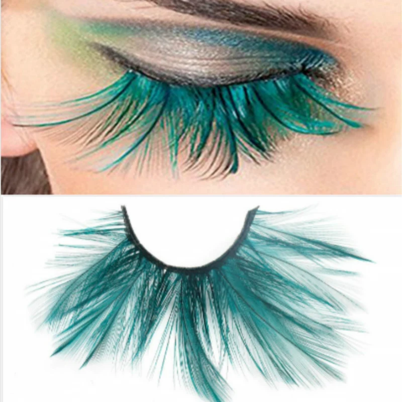 Green Feather Eyelashes