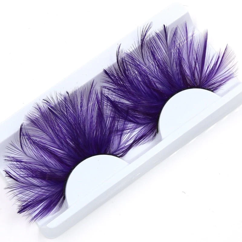 Purple Feather Eyelashes