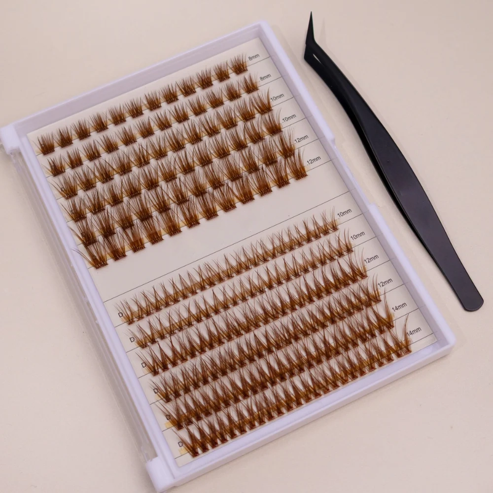 C curl and D curl Brown Press On Lashes