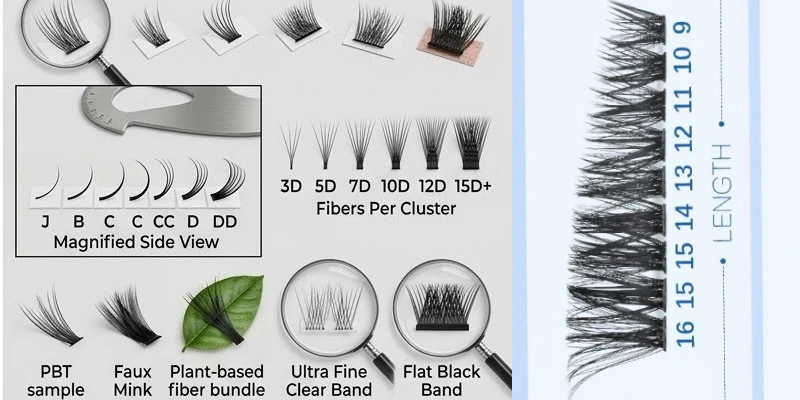 clusters lashes Material Options