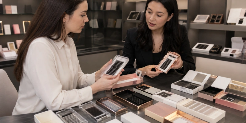 comparing private label eyelash extensions packaging