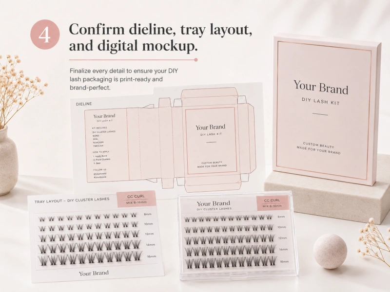confirm dieline tray layout and digital mockup