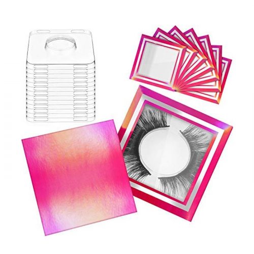 Cerise Pink square holographic lash packaging