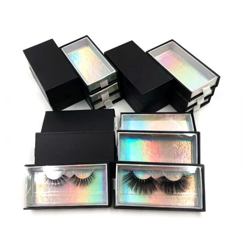 holographic drawer lash packaging with black matte