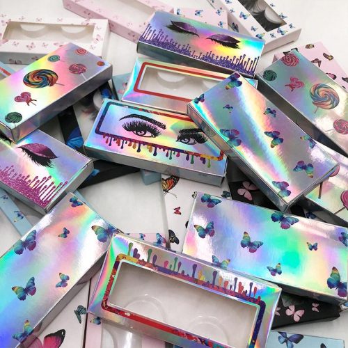 holographic paper lash packaging with butterfly