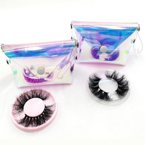 holographic plastic handbag with snap-fastener