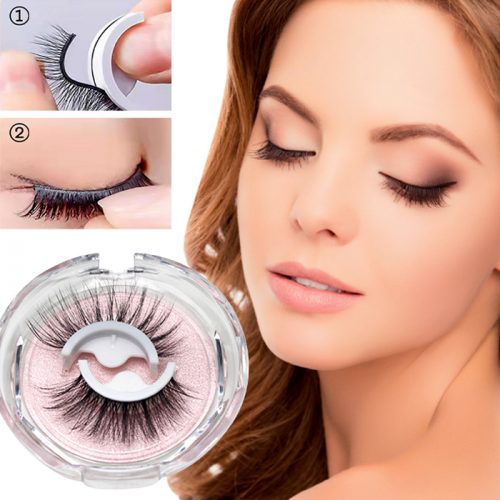 self adhesive lashes with round acrylic lash case
