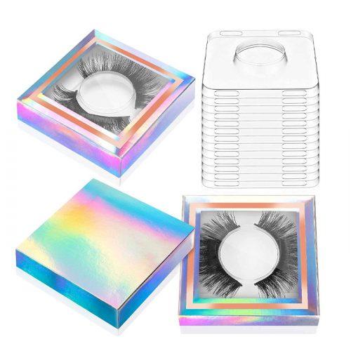 square paper holographic lash packaging
